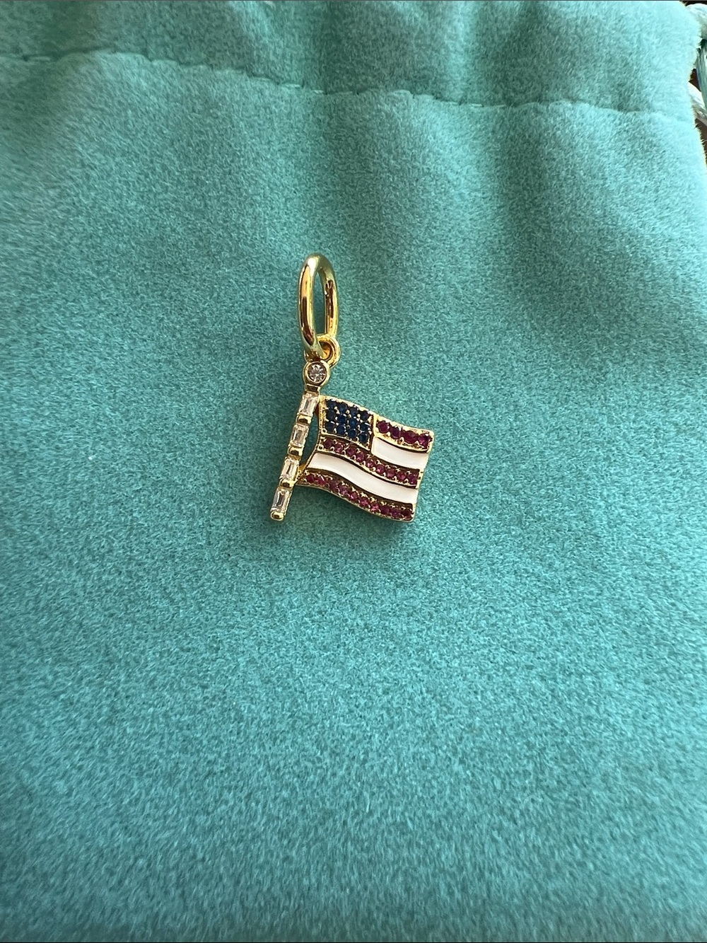 Pandora Gold-tone American Flag Charm with Red, White & Blue Accents